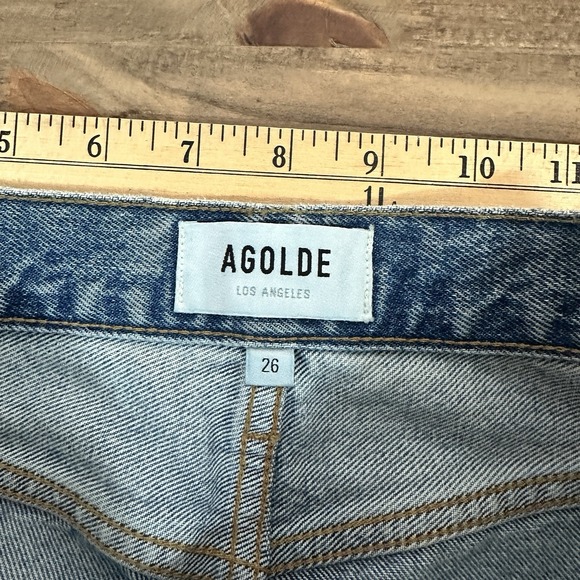 AGOLDE‎ Fen High Rise Relaxed Taper Button Fly Blue Jeans in Wander Size 26 NWT - Picture 13 of 16